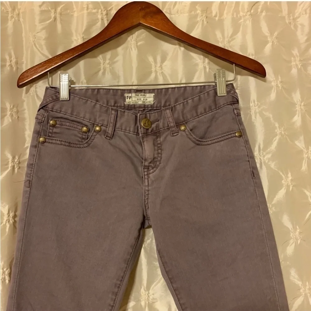 Free People Ankle Zip Skinny Jeans Dusty Purple